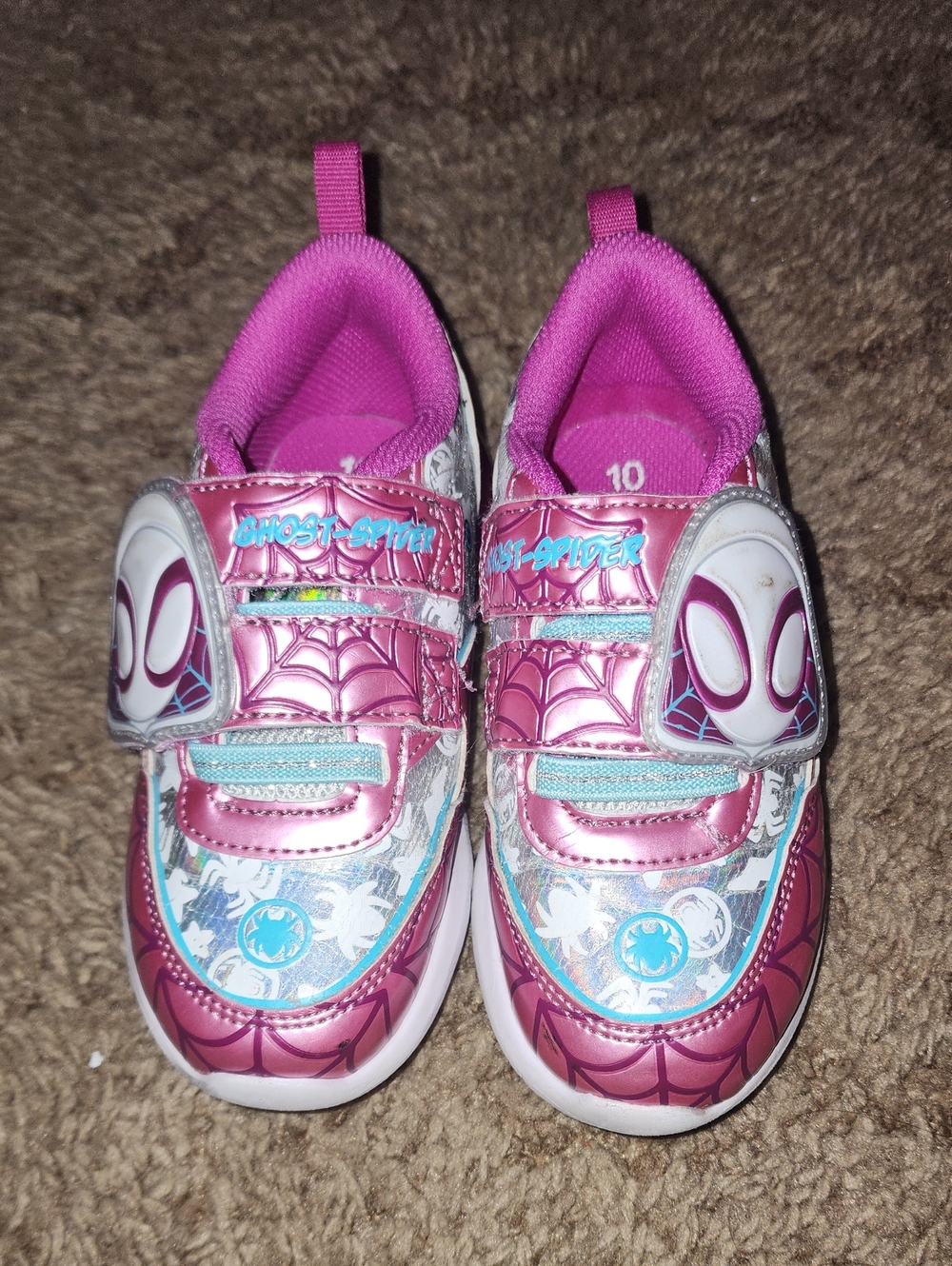 Kids Pink Ghost-Spider Light-Up Sneakers - Size 10